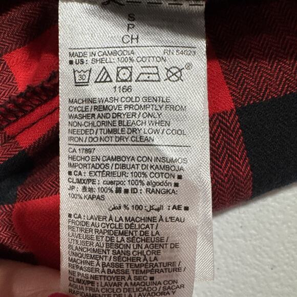 Old Navy Maternity Top Womens S/P Buffalo Plaid Flannel Henley Relax Fit Shirt - Picture 10 of 10